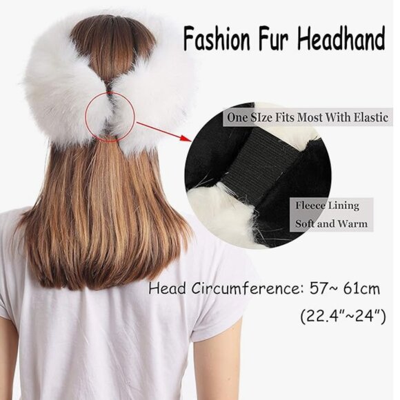 sy soul young Faux Fur Headband with Elastic Stretch White - Picture 6 of 7